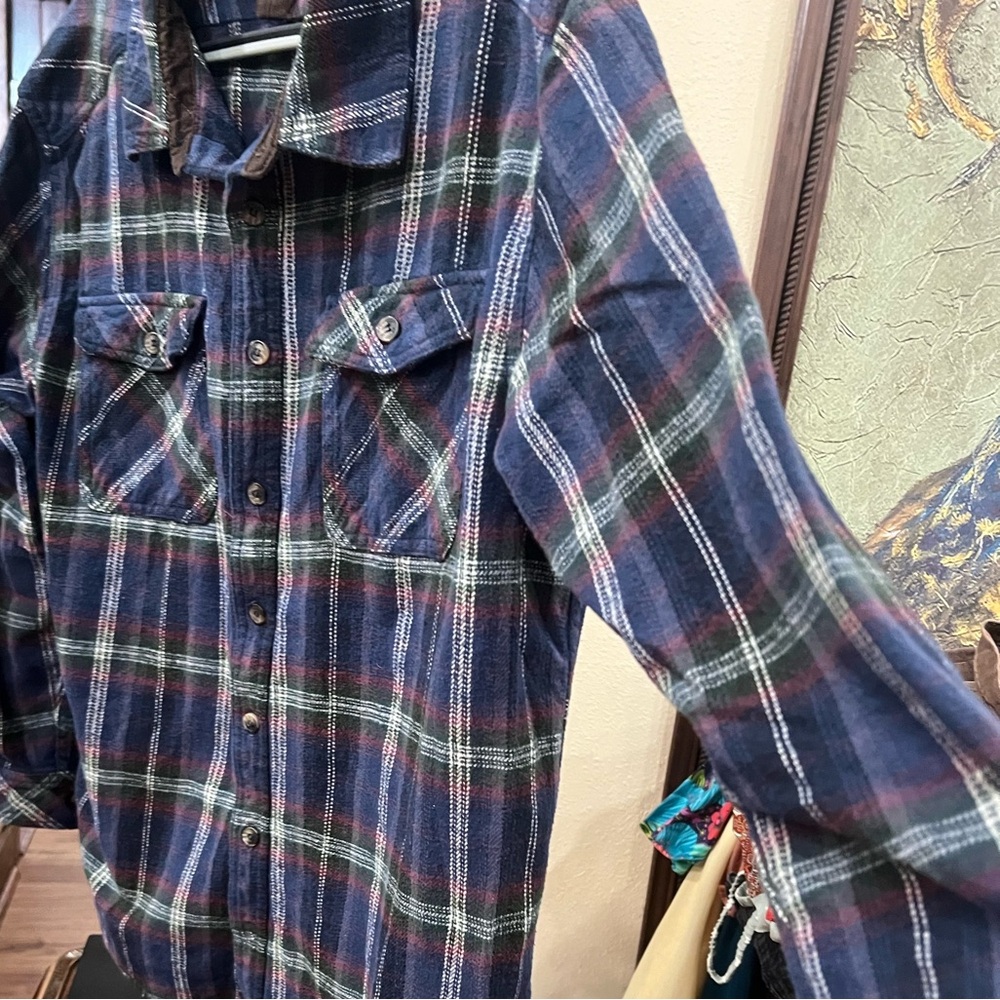 Men's Plaid Shirt Flannel - Blue and Green - Picture 4 of 5